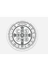 Be Still Prayer Space St. Benedict Medal with Prayer Grey Sticker with Card | Be Still Prayer Space