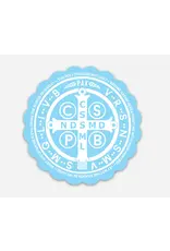 Be Still Prayer Space St. Benedict Medal with Prayer Blue Sticker with Card | Be Still Prayer Space