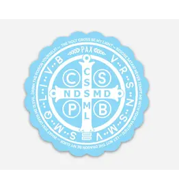 Be Still Prayer Space St. Benedict Medal with Prayer Blue Sticker with Card | Be Still Prayer Space