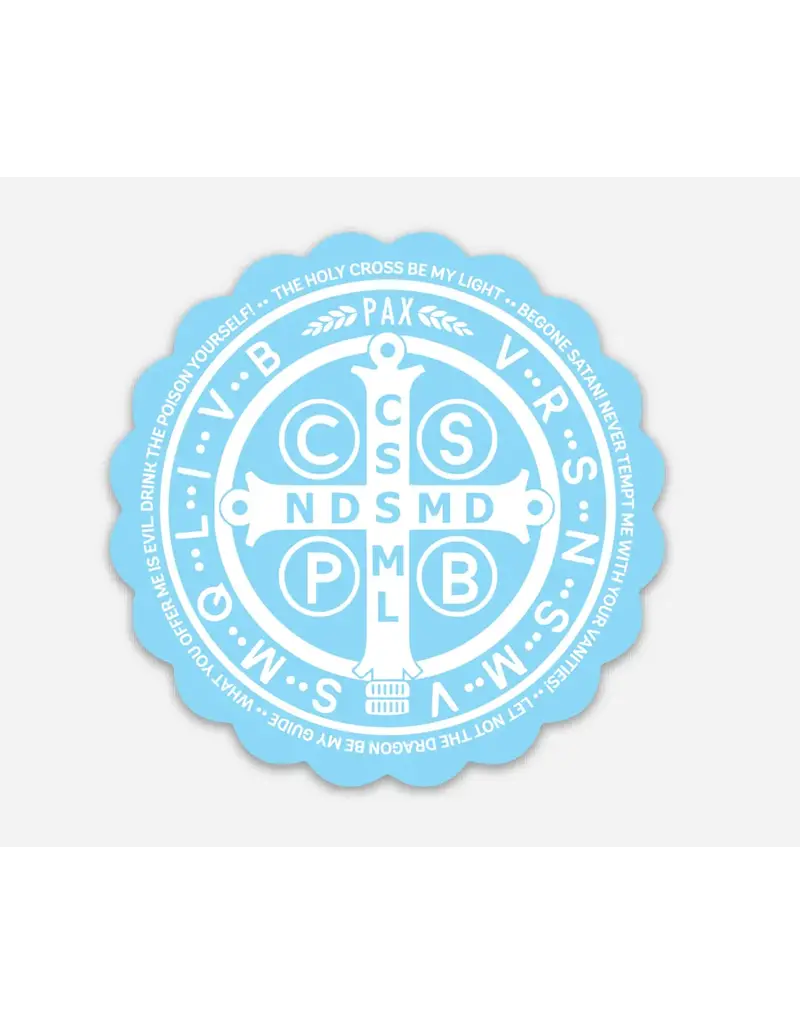 Be Still Prayer Space St. Benedict Medal with Prayer Blue Sticker with Card | Be Still Prayer Space