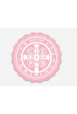 Be Still Prayer Space St. Benedict Medal with Prayer Pink Sticker with Card | Be Still Prayer Space