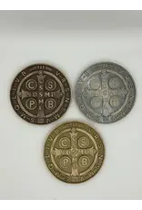 Be Still Prayer Space 3D Printed St. Benedict Medal Wall Plaque 3.5" | Golden Bronze