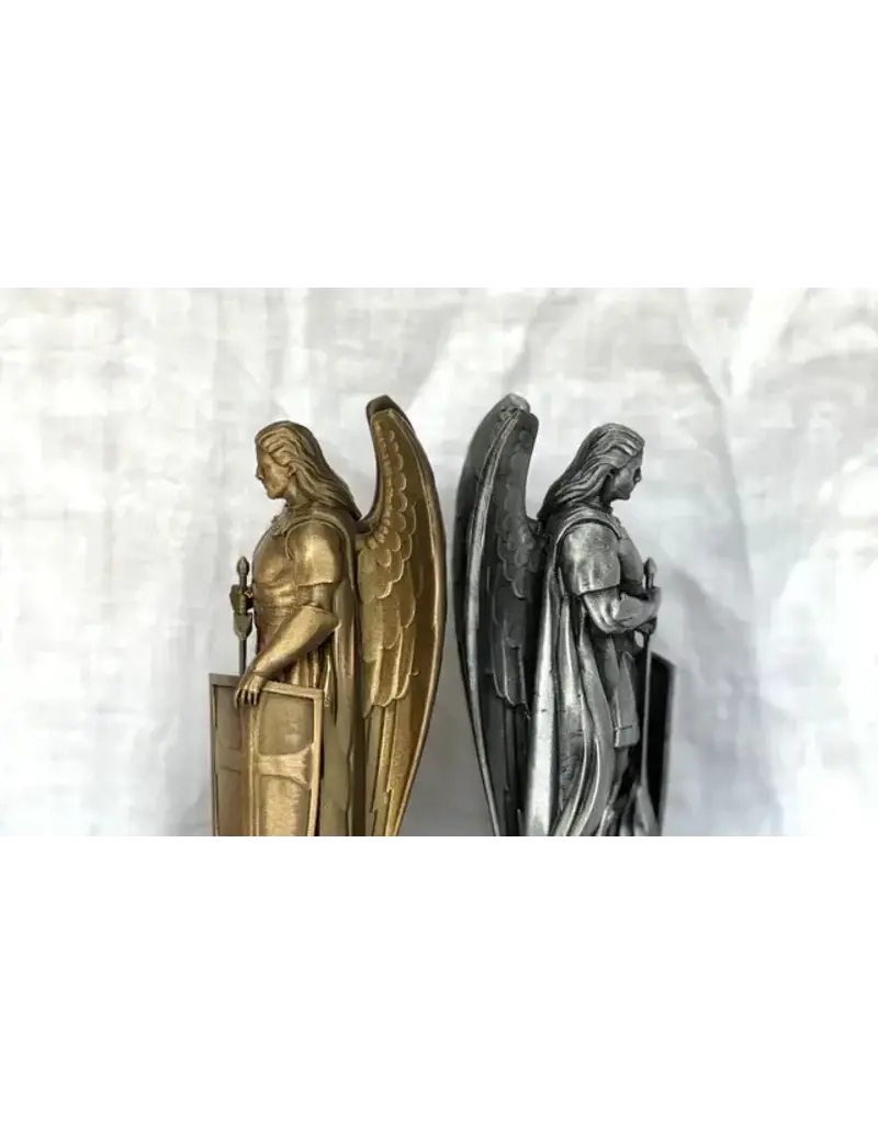Be Still Prayer Space 3D Printed 4" St. Michael and Shield Statue | Gold