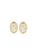 Wallace Brothers Manufacturing Gold Tone Miraculous Medal Post Earrings