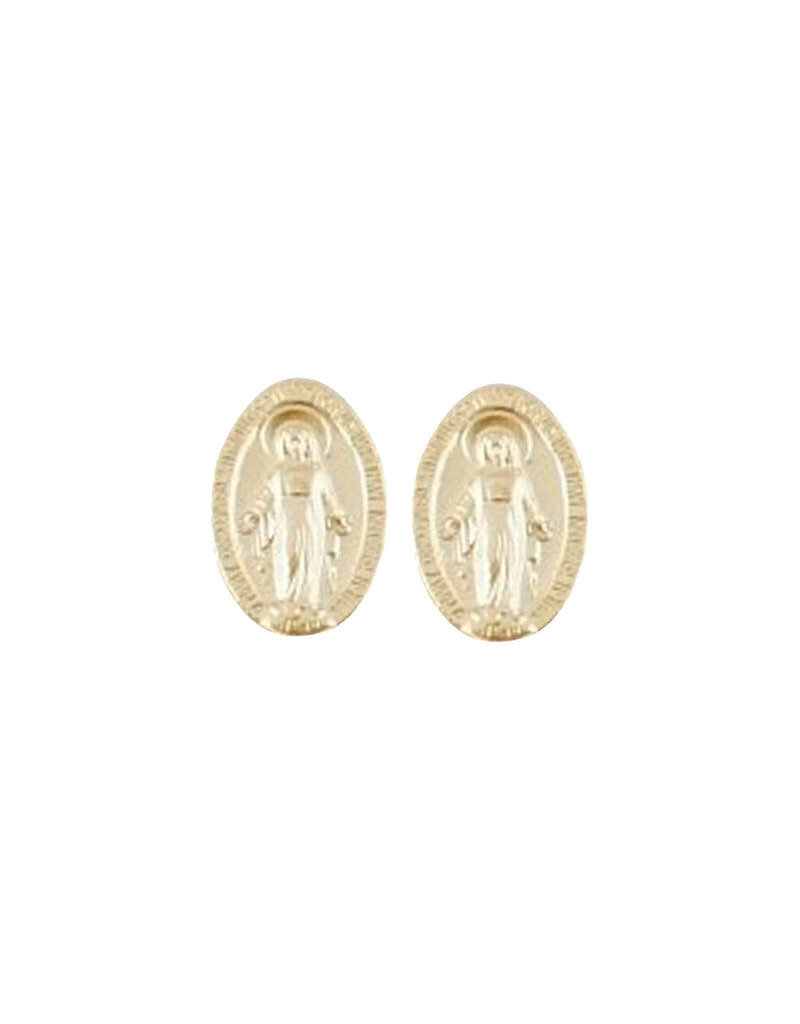 Wallace Brothers Manufacturing Gold Tone Miraculous Medal Post Earrings
