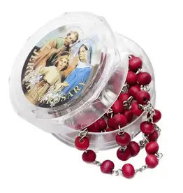 Wallace Brothers Manufacturing Rose Petal Scented Red Rosary in Assorted Saint Box