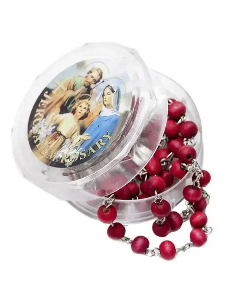 Wallace Brothers Manufacturing Rose Petal Scented Red Rosary in Assorted Saint Box