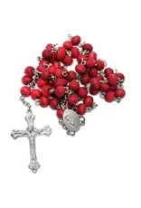 Wallace Brothers Manufacturing Rose Petal Scented Red Rosary in Assorted Saint Box