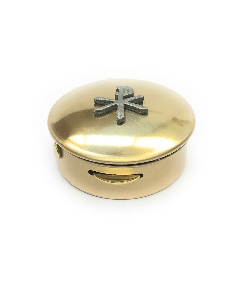 Religious Art Inc Brass Chi Rho Pyx (Size 1, 6-9 Hosts, 1/2" x 1 1/2")