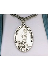 HMH Religious Sterling Silver Large Oval St. Joseph Terror of Demons Medal