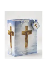 Lumen Mundi Medium Gold Cross  Gift Bag with Tissue