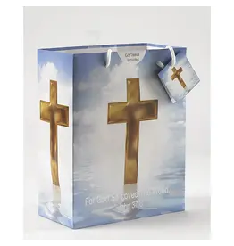 Lumen Mundi Medium Gold Cross  Gift Bag with Tissue