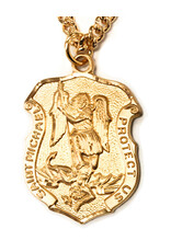 HMH Religious St. Michael in Shield Gold Over Sterling Silver 16kt 20" Chain