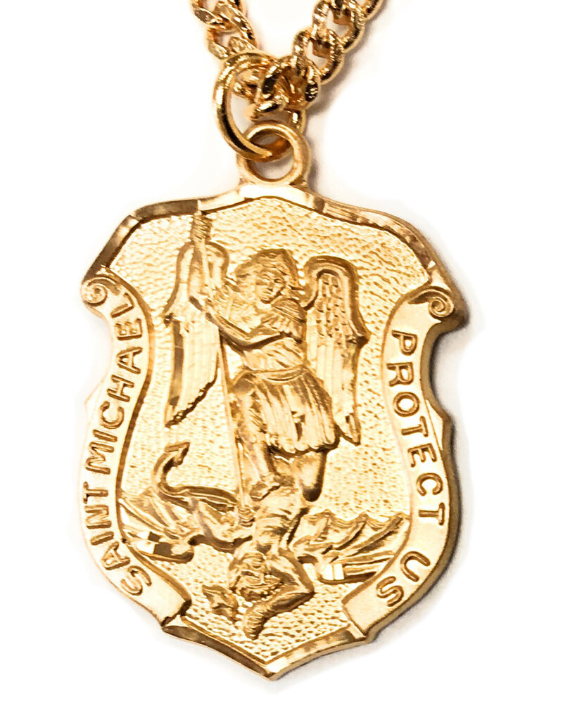 HMH Religious St. Michael in Shield Gold Over Sterling Silver 16kt 20" Chain