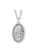 HMH Religious Sterling Silver St. Christopher Medal With 24" Chain Necklace