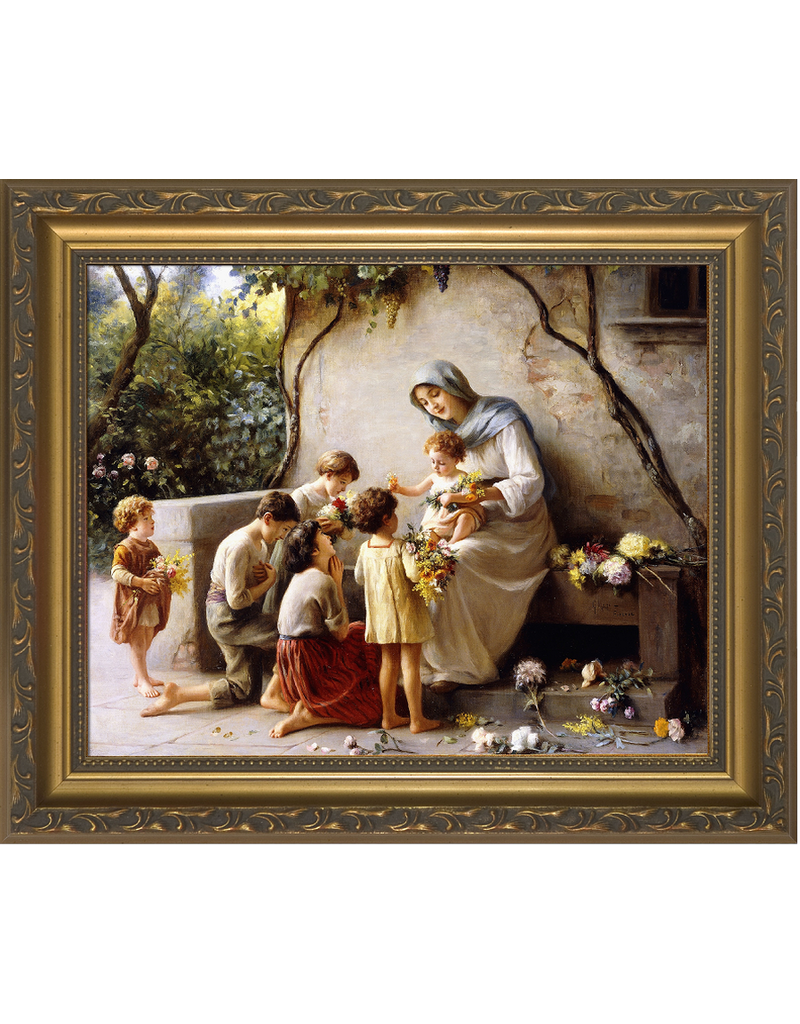 Catholic to the Max Adoration (Mary and Jesus with Children) by Guiseppe Magni Framed Art 11"x14"