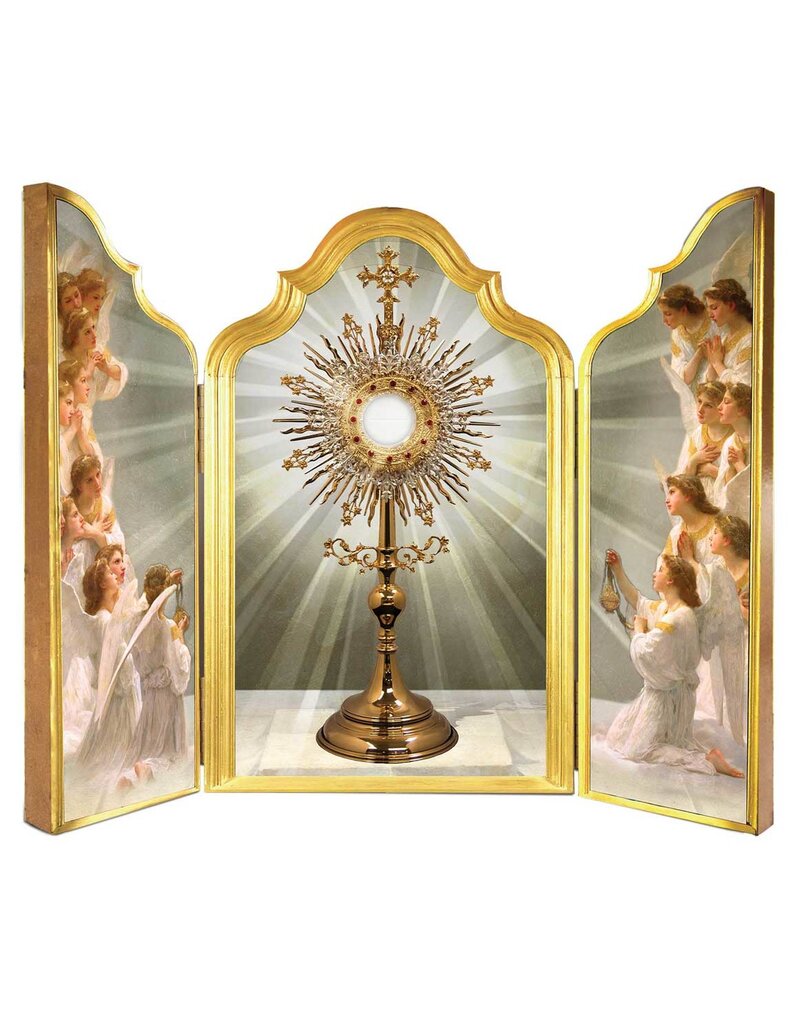 Catholic to the Max Monstrance with Angels Adoring Triptych Plaque