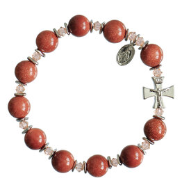 Sine Cera 10mm Genuine Goldstone Rosary Bracelet