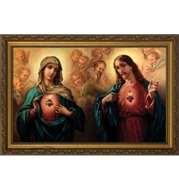 Nelson Fine Art and Gifts 10 x 16 Sacred and Immaculate Hearts Framed Art