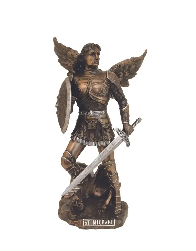Goldscheider of Vienna St. Michael, Cold-Cast Bronze/Pewter style trim, Statue, 9"