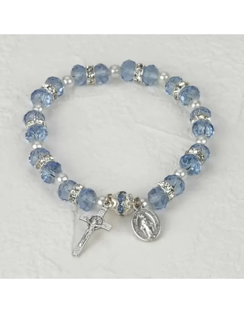 Lumen Mundi Light Blue Crystal Rosary Bracelet