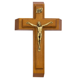 McVan 12" Walnut Stain Call Set Antique Gold Corpus and INRI