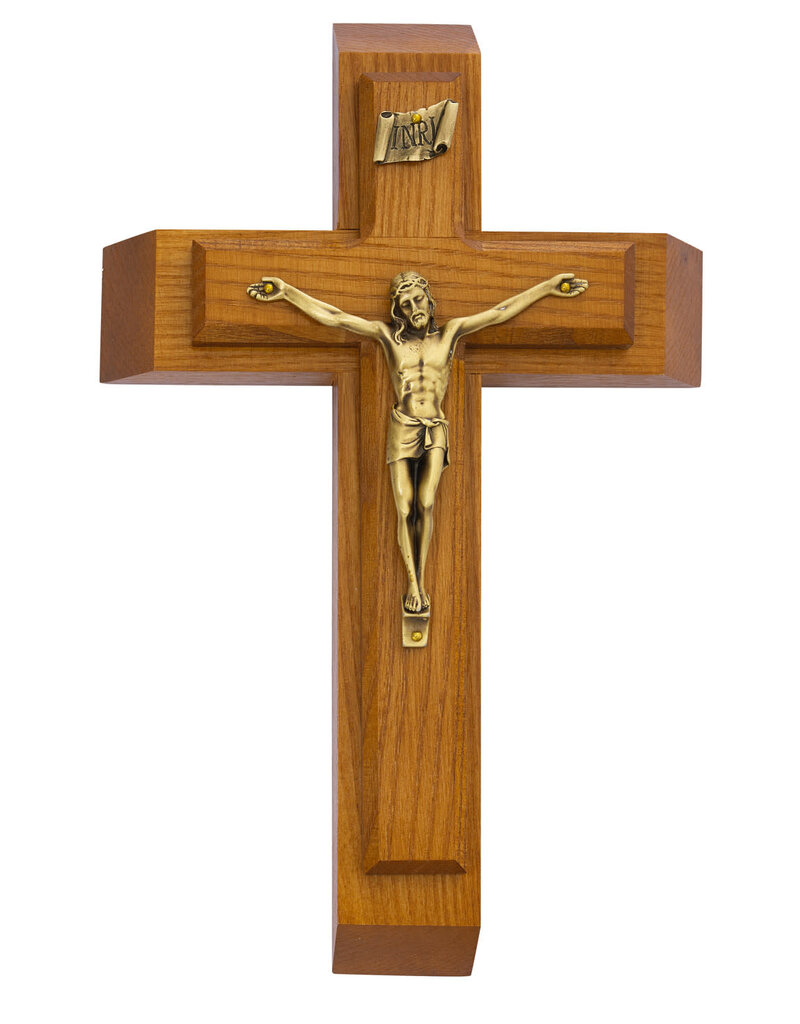 McVan 12" Walnut Stain Call Set Antique Gold Corpus and INRI