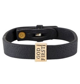 Kingdom Jewelry Bracelet-Faux Leather-God First (8" Adjustable)