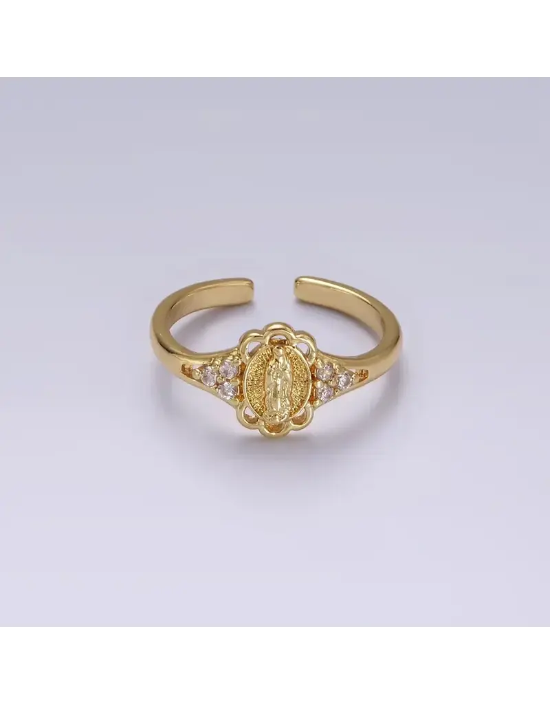 Aim Eternal 14K Gold Filled Ring:  Mother Mary Lady Guadalupe , Triple Cz