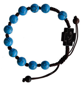 Sine Cera 8mm Adjustable Turquoise & Jujube Wood Rosary Bracelet