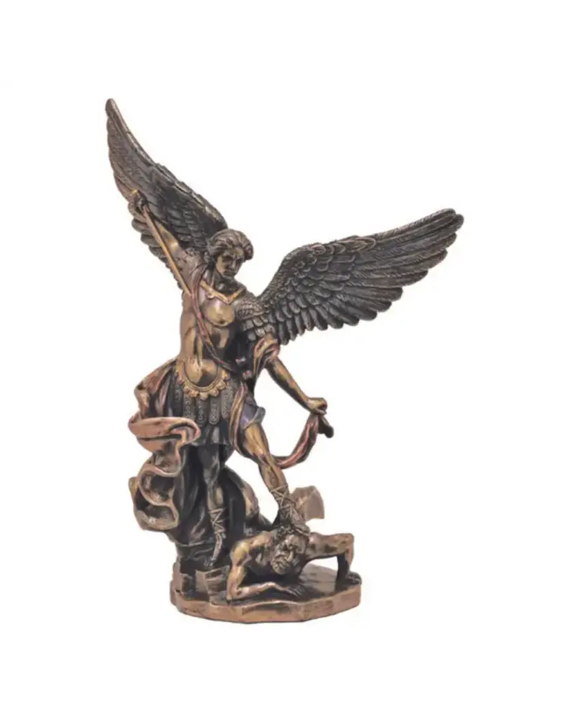 Goldscheider of Vienna St. Michael, Cold-Cast Bronze/Pewter Statue, Lightly Hand-Painted, 8"