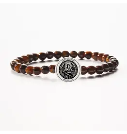 Holy Water Bracelet Men's Holy Water St. Michael Bracelet | Tiger's Eye