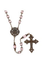 Creed Pink Twin Hearts Rosary