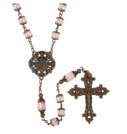 Creed Pink Twin Hearts Rosary