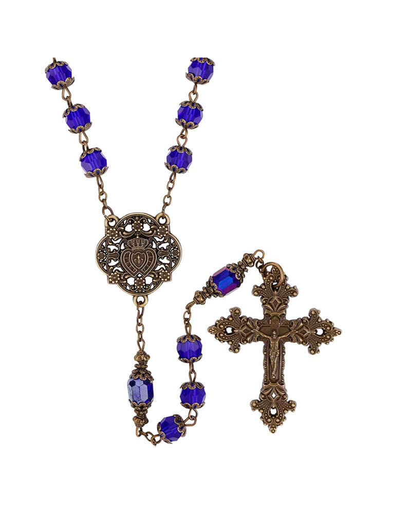 Creed Sapphire Twin Hearts Rosary