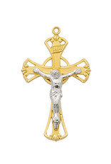 McVan Gold Over Sterling Silver Two Toned Crucifix with 18" Gold Plated Chain Chain