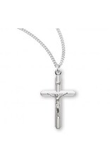 HMH Religious Sterling Silver Medium Inlayed Crucifix 18" chain