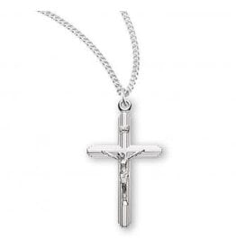 HMH Religious Sterling Silver Medium Inlayed Crucifix 18" chain