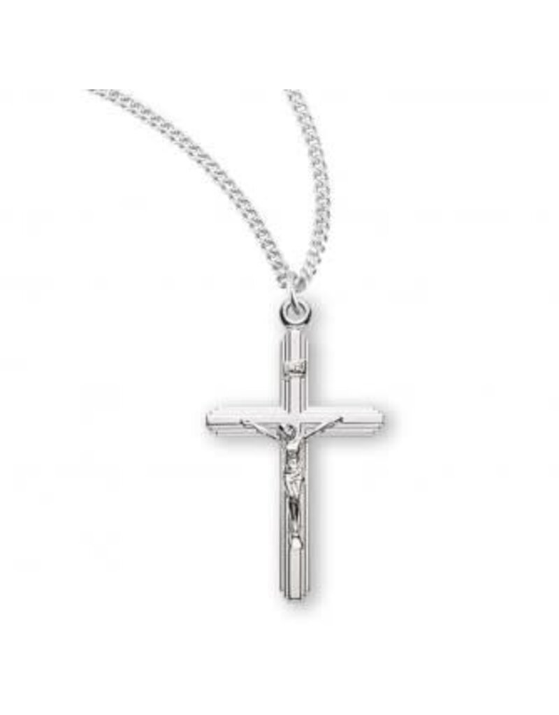 HMH Religious Sterling Silver Medium Inlayed Crucifix 18" chain
