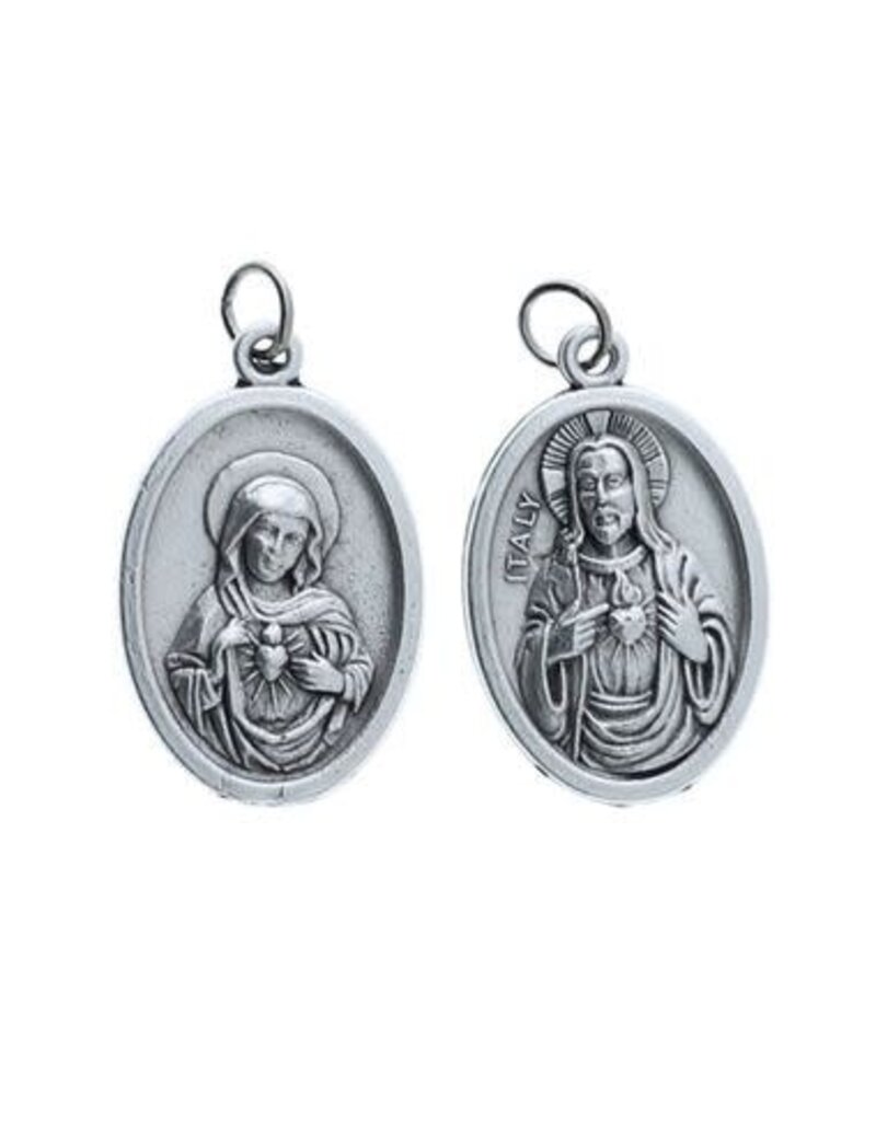 Lumen Mundi 1" Sacred Heart of Jesus & Immaculate Heart of Mary Oval Medal