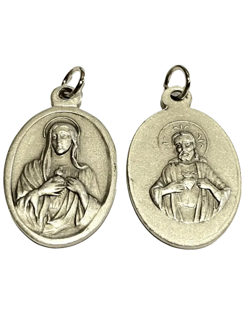 Lumen Mundi 1" Sacred Heart of Jesus & Immaculate Heart of Mary Oval Medal