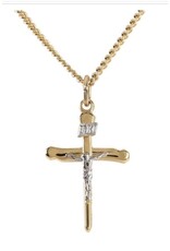 Dicksons Nail Crucifix Necklace, small, two-tone on 18" chain