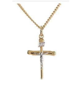 Dicksons Nail Crucifix Necklace, small, two-tone on 18" chain