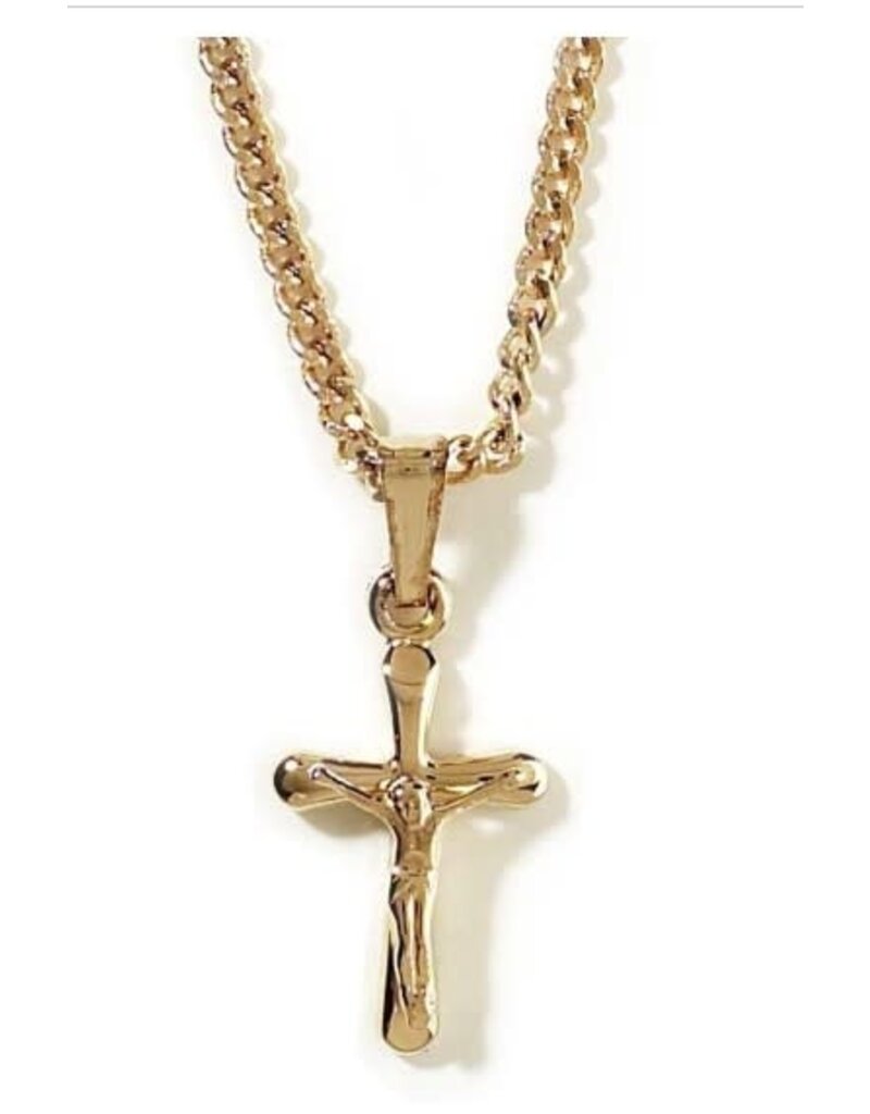 Dicksons Gold plated, small crucifix necklace on 18" chain
