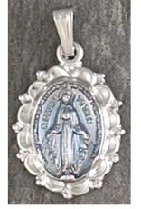 Dicksons Miraculous Medal, small, silver-plated on 18" chain