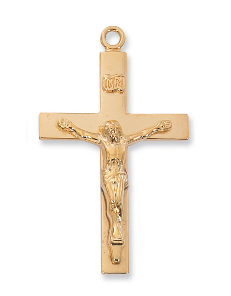 McVan Gold Over Sterling Silver Cruciix with 24" Gold Plated Chain