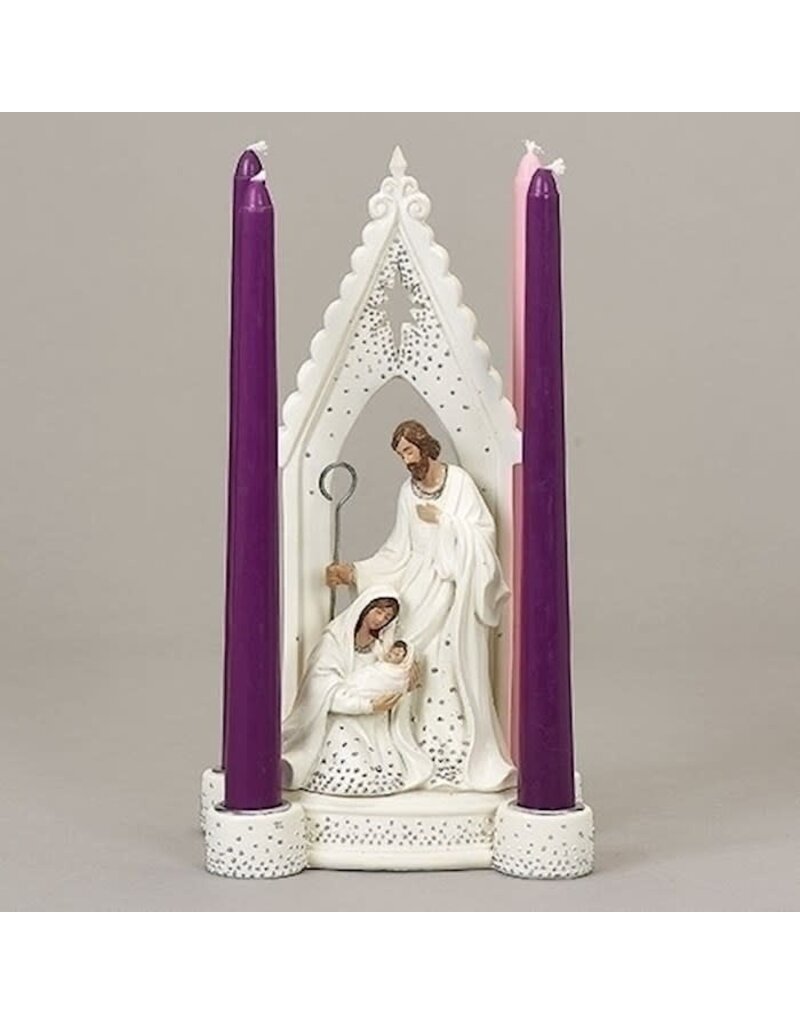 Roman, Inc Advent Candleholder-Holy Family/Silver Dot (10.75"H)