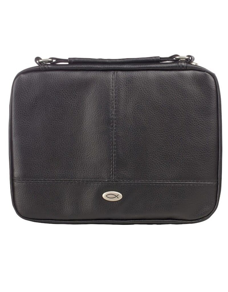 Christian Art Gifts Black Bible Cover with Two Fold Organizer - XL