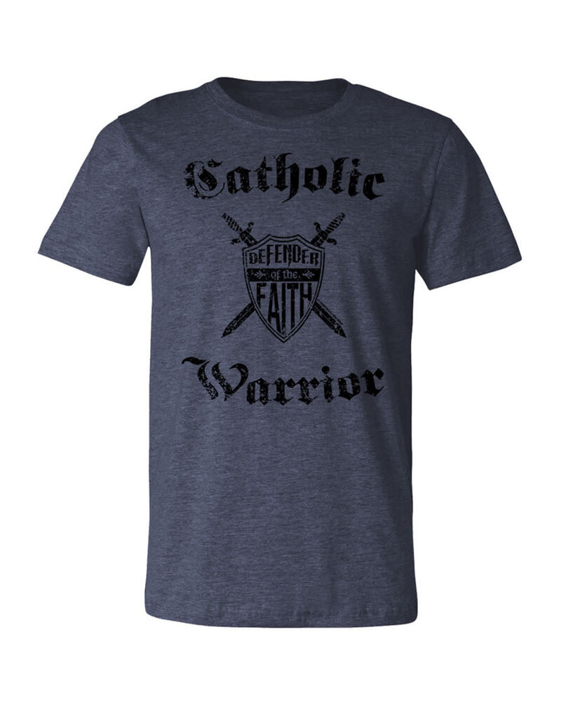 Catholic to the Max The Catholic Warrior Defender of the Faith T-Shirt Heather Navy XX-Large