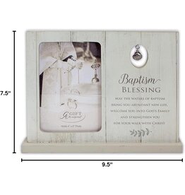 Abbey & CA Gift Frame-Baptism Blessing w/Pewter Scallop Shell Charm (Holds 4 x 6 Photo)